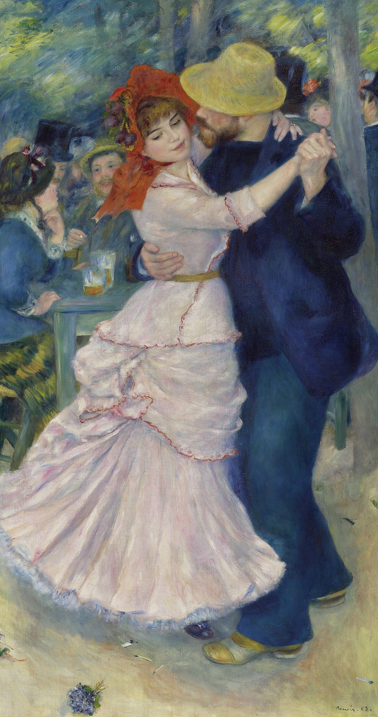 A couple turning together at a riverside dance hall A couple turning together at a riverside dance hall