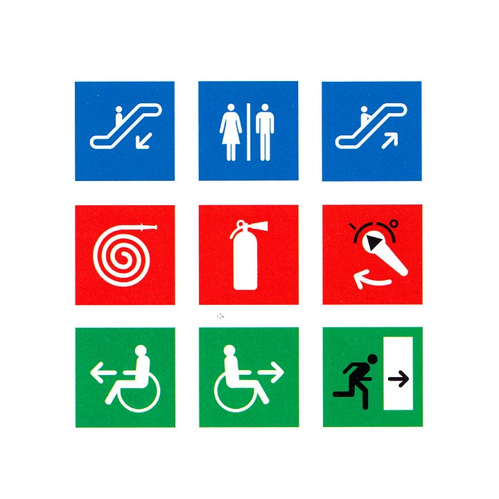 Clock and pictograms by Bob Noorda for the Milan Metro