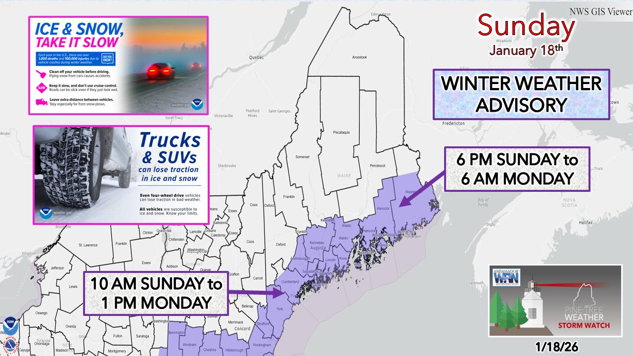 A brush of snow for the coastal plain Sunday night