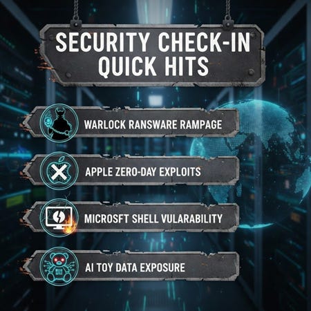 Security Check-in Quick Hits: Warlock Ransomware Rampage, Apple Zero ...