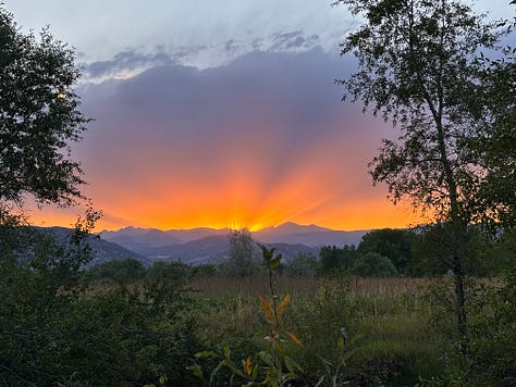 all three images contain the mountains of boulder, Colorado, and a pink sunset.