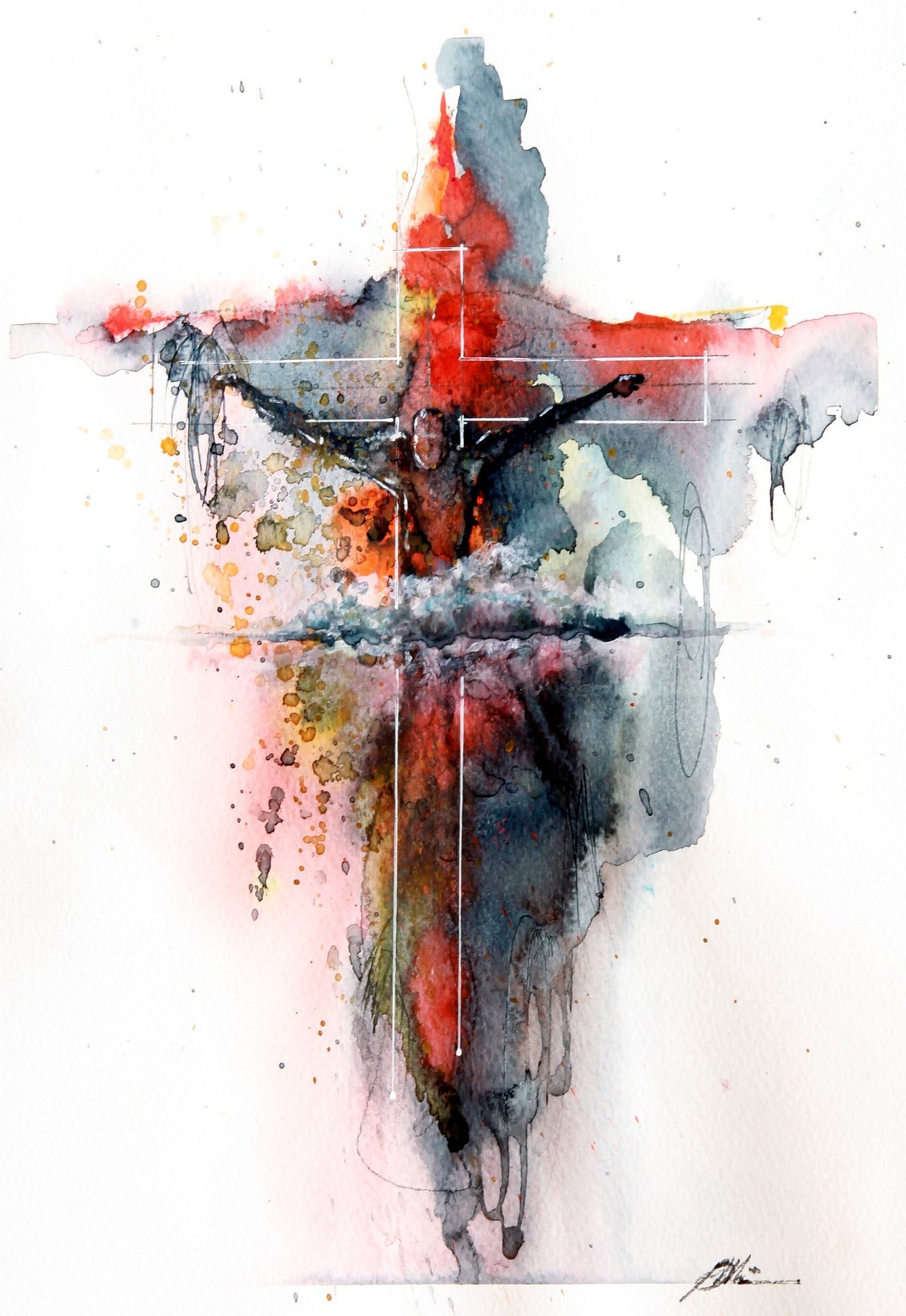 A painting of the Crucifixion over Gaza- Good Friday- by Moh’d Bilbeisi. A painting of the Crucifixion over Gaza- Good Friday- by Moh’d Bilbeisi.