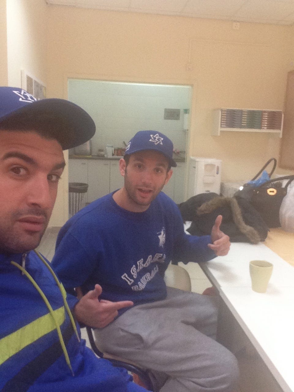 Hanging tough in the teacher's lounge.