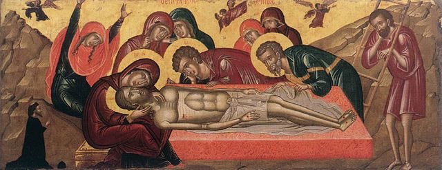 The Lamentation of Christ by Unknown Painter (c.1450-1500), egg tempera on wood, Ikonen-Museum Recklinghausen