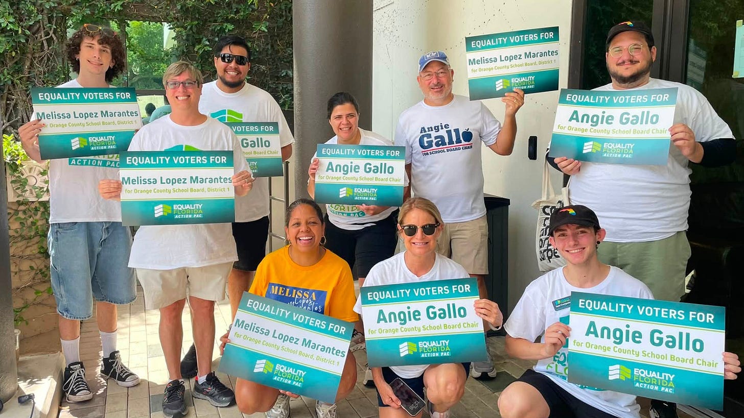 Photo: Equality Florida Action PAC canvassers knocking doors for Angie Gallo who won her Orange County School Board race. Photo: Equality Florida Action PAC canvassers knocking doors for Angie Gallo who won her Orange County School Board race.