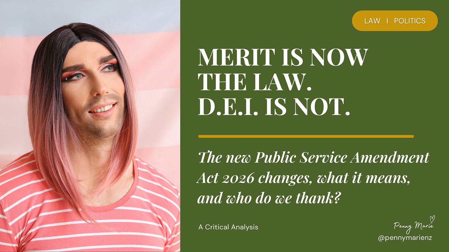 Merit is now the law. DEI is not - Public Service Amendment Act 2026