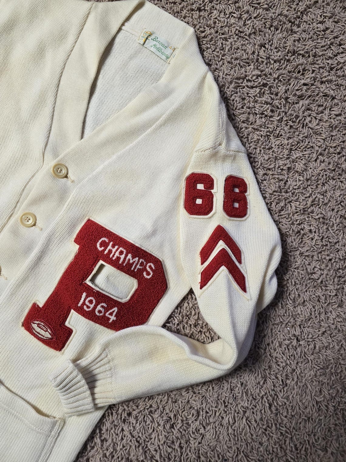 Vintage varsity letterman cardigan sweater with "CHAMPS 1964" image 5