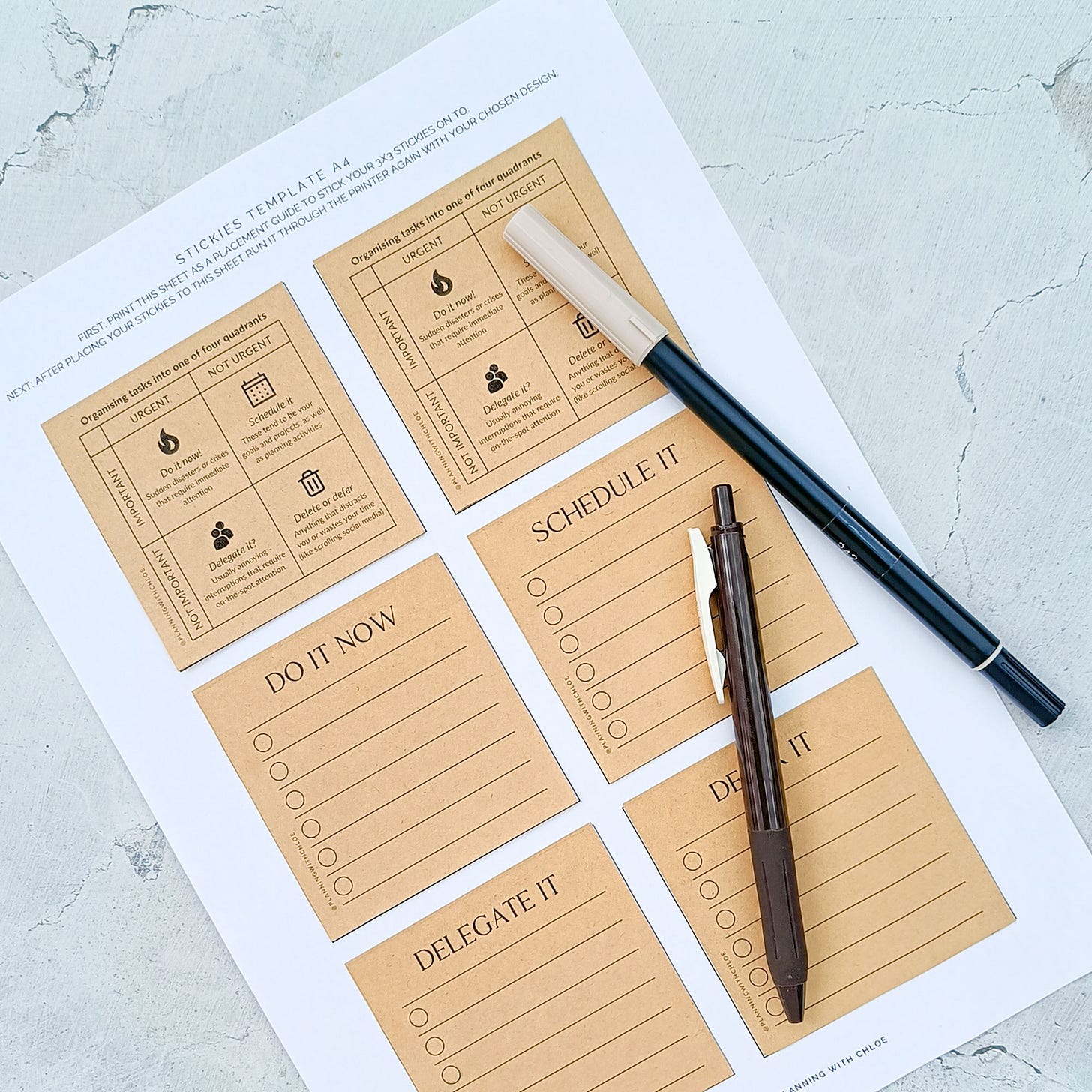 Time management matrix stickies printable Time management matrix stickies printable