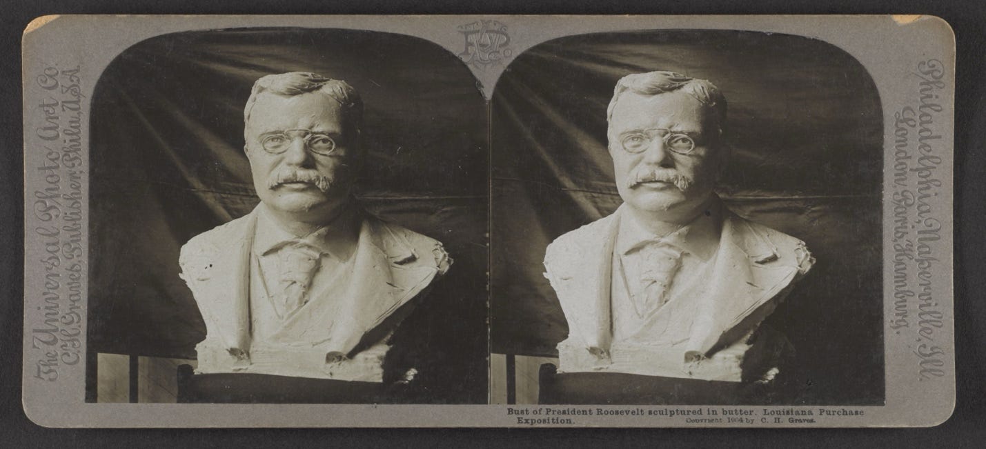 A butter statue of Theodore Roosevelt