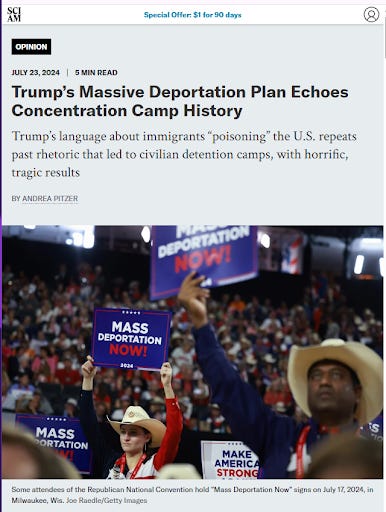 Screengrabs of coverage of US As Concentration Camps