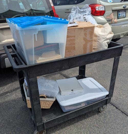 boxes on cart