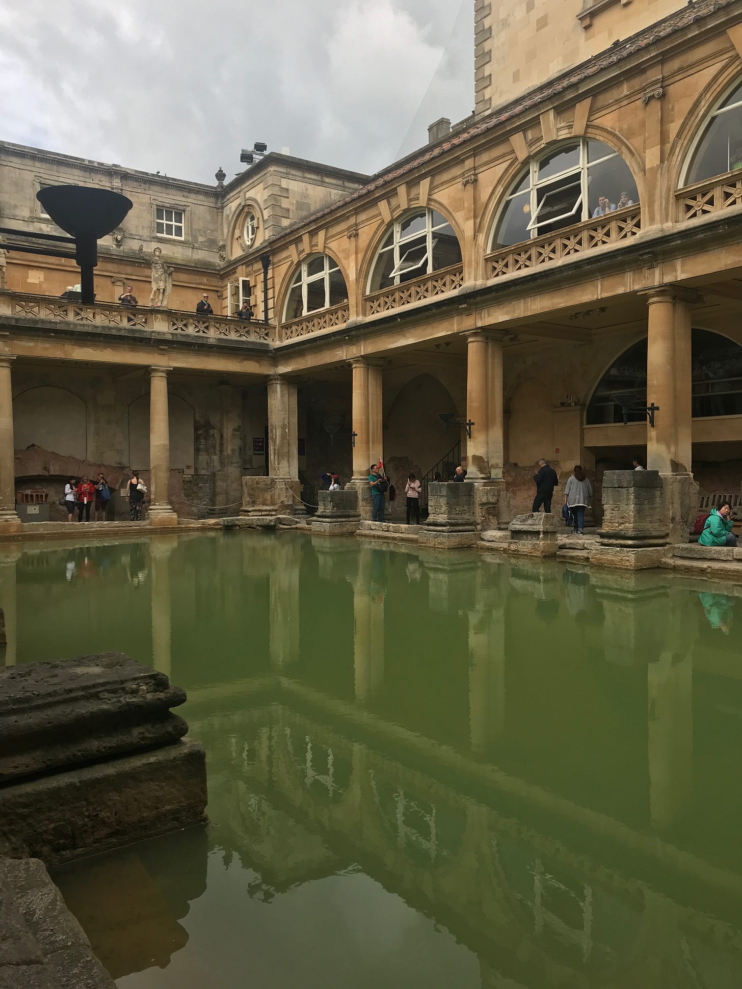 The Roman Baths green waters.
