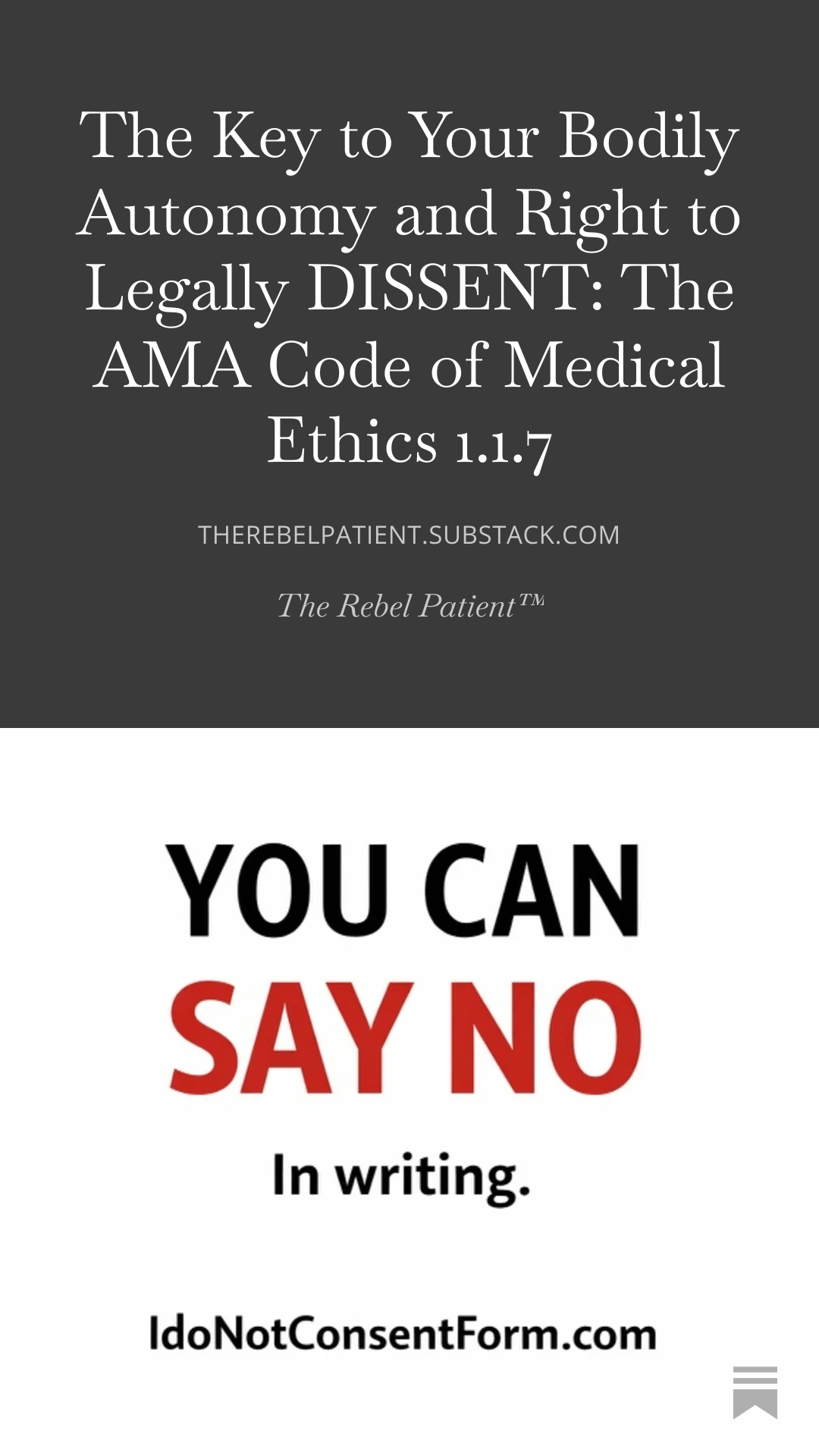 The Key to Your Bodily Autonomy and Right to Legally DISSENT: The AMA ...