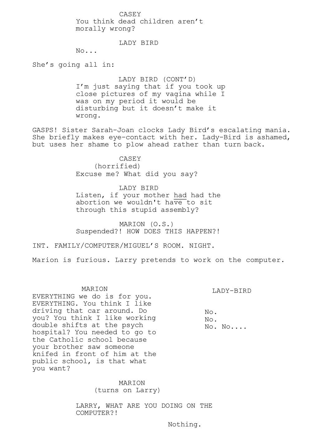 Bird Worm Script Lady Bird (2017) Script Review | #16 WGA 101 Greatest Scripts of the ...