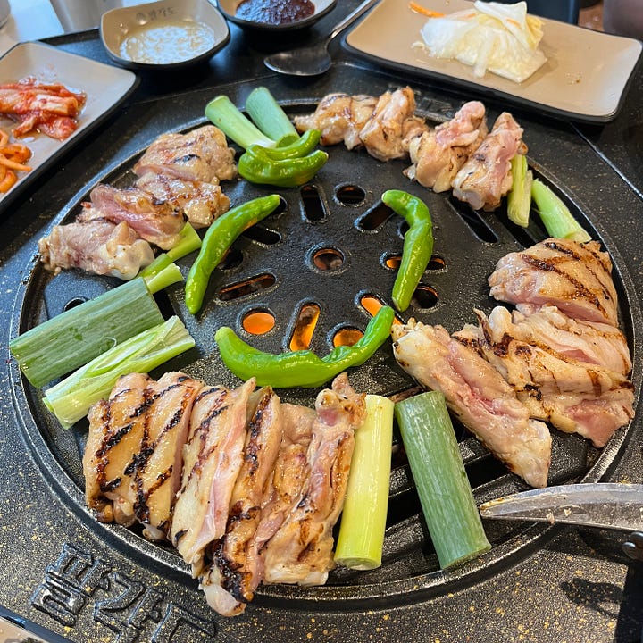 rice field and chicken bbq in Gongju