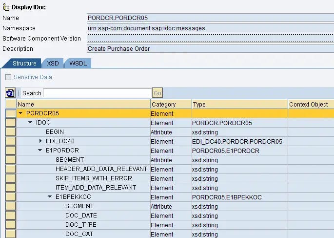 iDoc metadata of idoc PORDCR.PORDCR05 imported to ESR iDoc metadata of idoc PORDCR.PORDCR05 imported to ESR