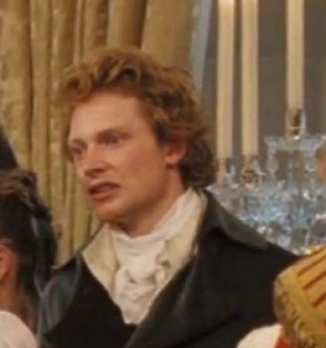 Simon Woods as Charles Bingley in Pride & Prejudice (2005) making a disgusted expression