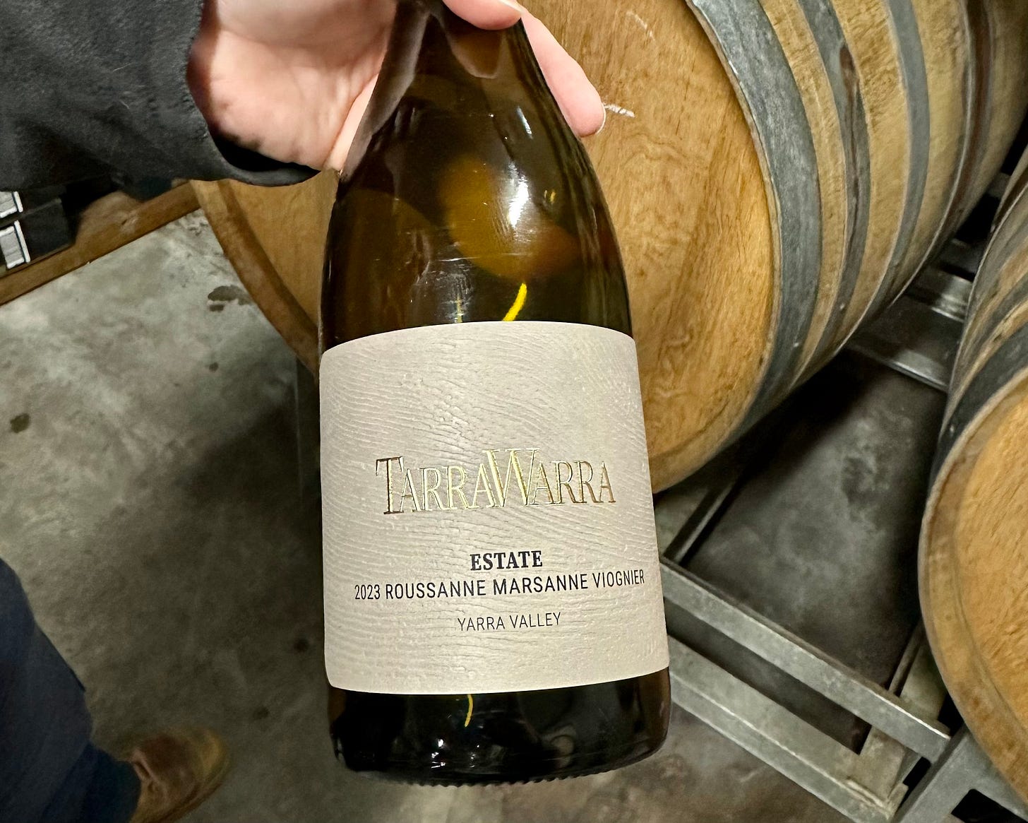 A bottle of TarraWarra Estate Roussanne Marsanne Viognier