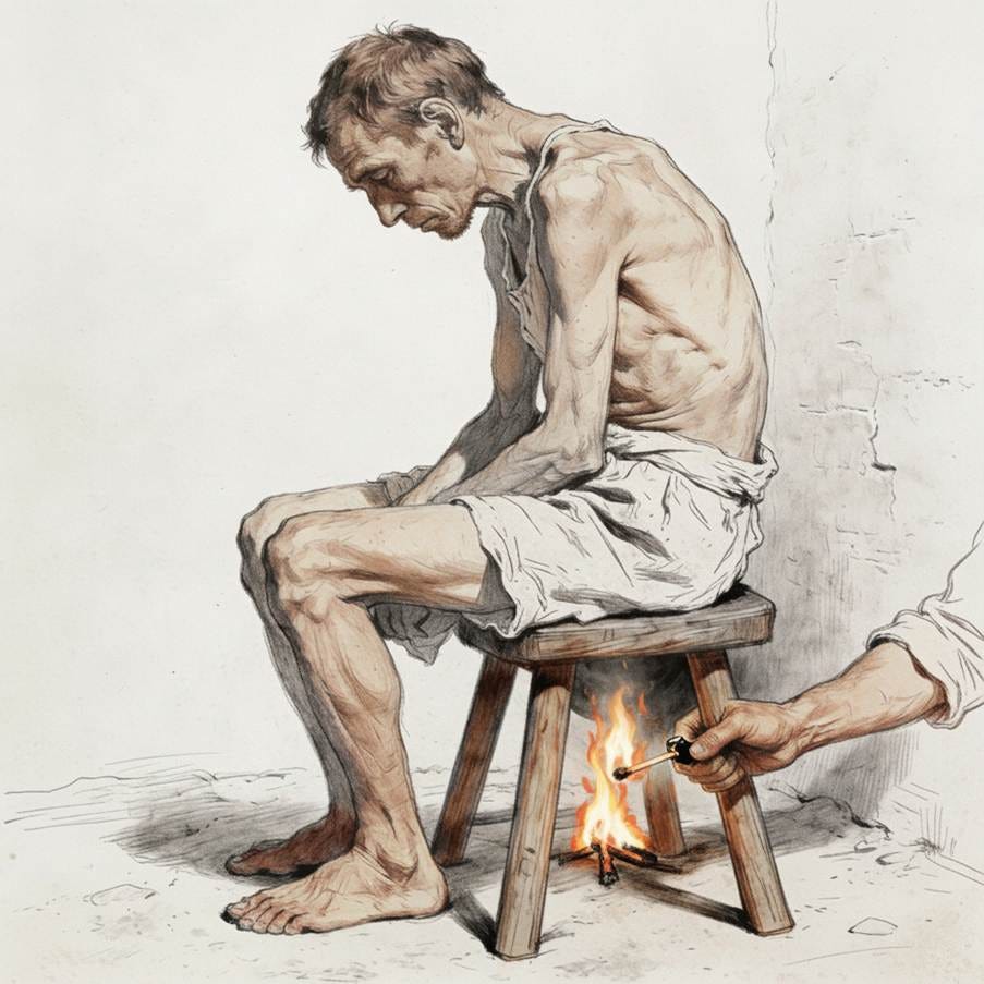 A person sitting on a stool by a fire
AI-generated content may be incorrect. A person sitting on a stool by a fire
AI-generated content may be incorrect.