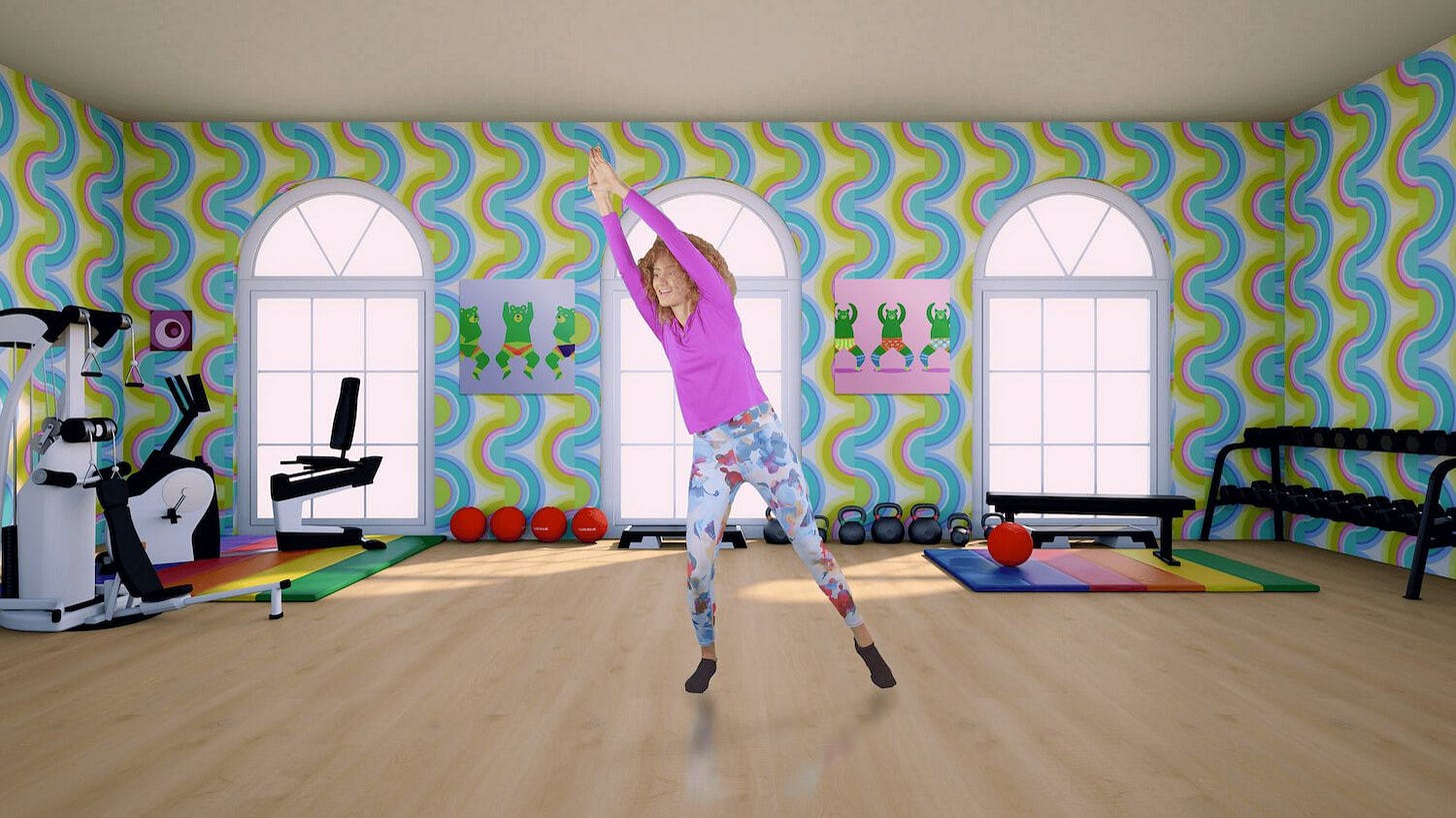Aerobics instructor doing side hand raises
