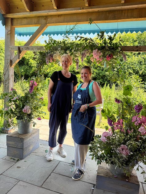 Photos from previous eco floristry retreats at Common Farm Flowers in Somerset