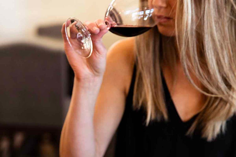 Get your nose right into the glass and up close and personal with the wine, suggests Napa Valley's Baldacci Family Vineyards 