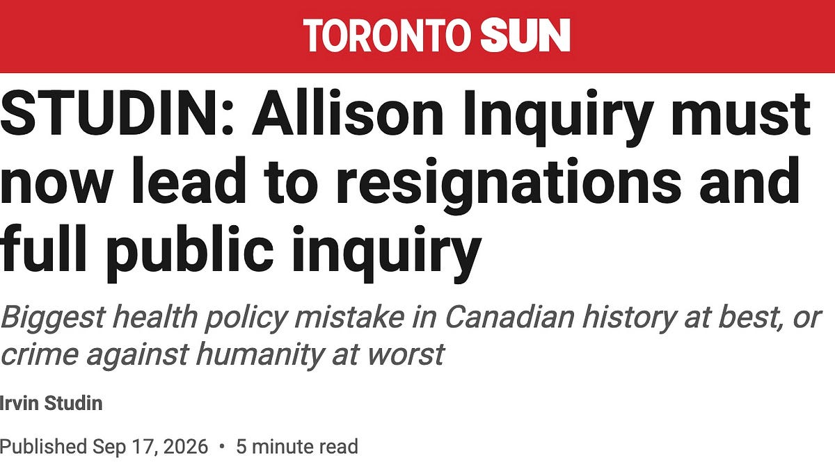 HUGE: MSM (Toronto Sun) admits COVID vaccine injuries following Allison Inquiry on the vaccines