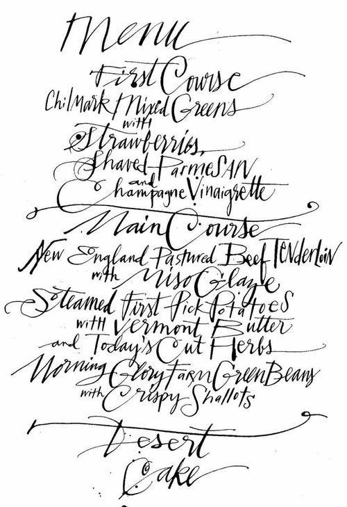 This may contain: a handwritten menu for a restaurant