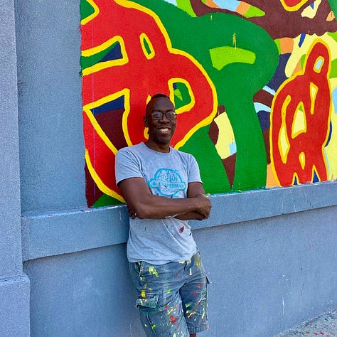 Series of nine photos depicting the evolution of my mural "Bound Together" located at 10th and Callowhill Streets in Philadelphia's Chinatown area.
