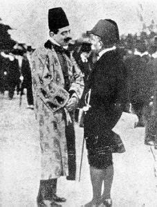 Imam Sultan Muhammad Shah with his partner Seyyed Ameer Ali in 1910