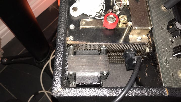 The additional transformer in the Echoplex and my mate Dave Swindells