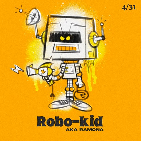 Spooky Kiddos are my custom character creations. They're kids dressed up in they're spookiest costumes. I drew one everyday for the entire month of October.