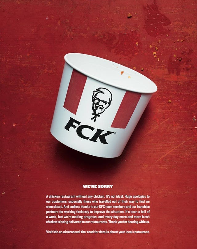 r/graphic_design - KFC's really brilliant way of apologizing for their UK Chicken shortage r/graphic_design - KFC's really brilliant way of apologizing for their UK Chicken shortage