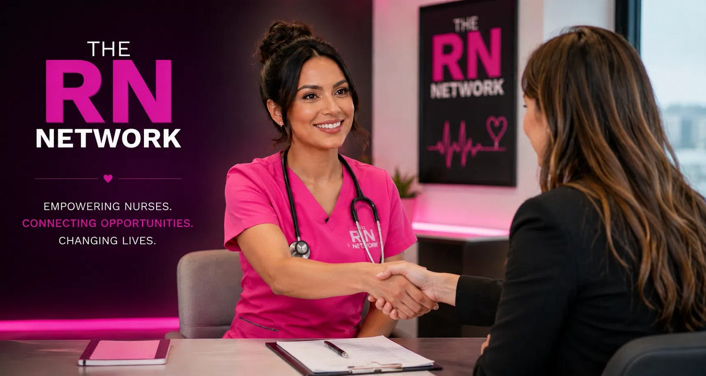 Nurse in pink scrubs discussing a career opportunity with a professional colleague Nurse in pink scrubs discussing a career opportunity with a professional colleague