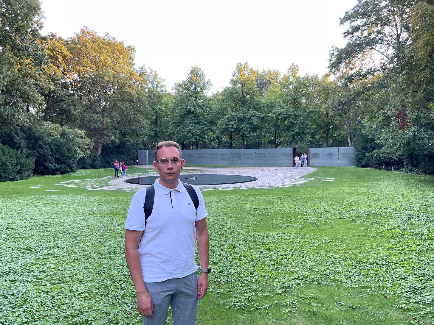 An image of Sinti activist Silas Kropf standing a moment to the Sinti and Roma Holocaust in Berlin. An image of Sinti activist Silas Kropf standing a moment to the Sinti and Roma Holocaust in Berlin.