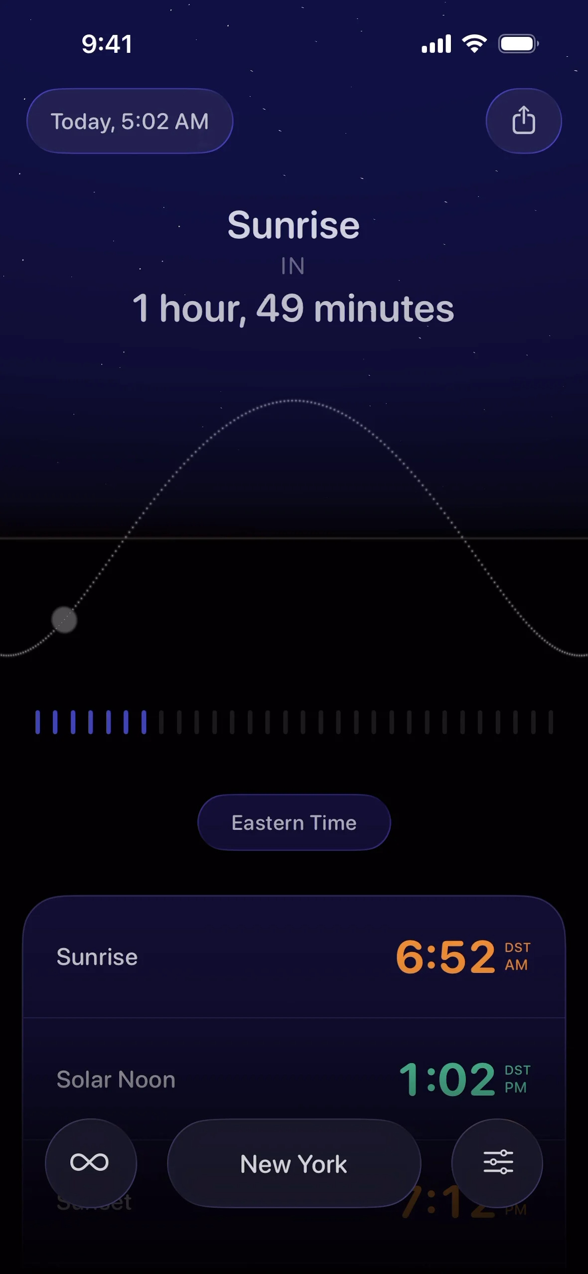 Lumy main screen with the timeline and time slider.