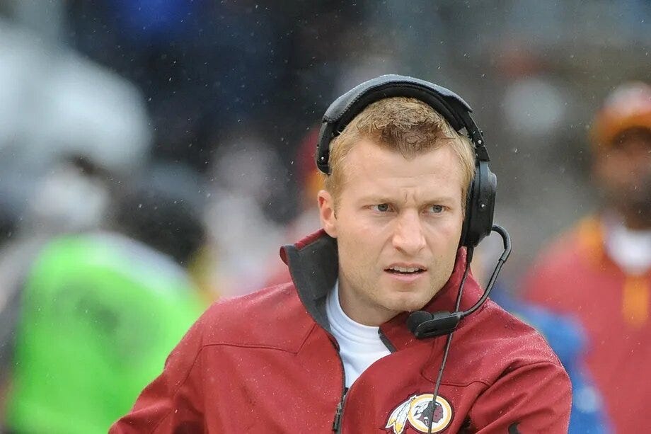Sean McVay en Washington. Sean McVay en Washington.