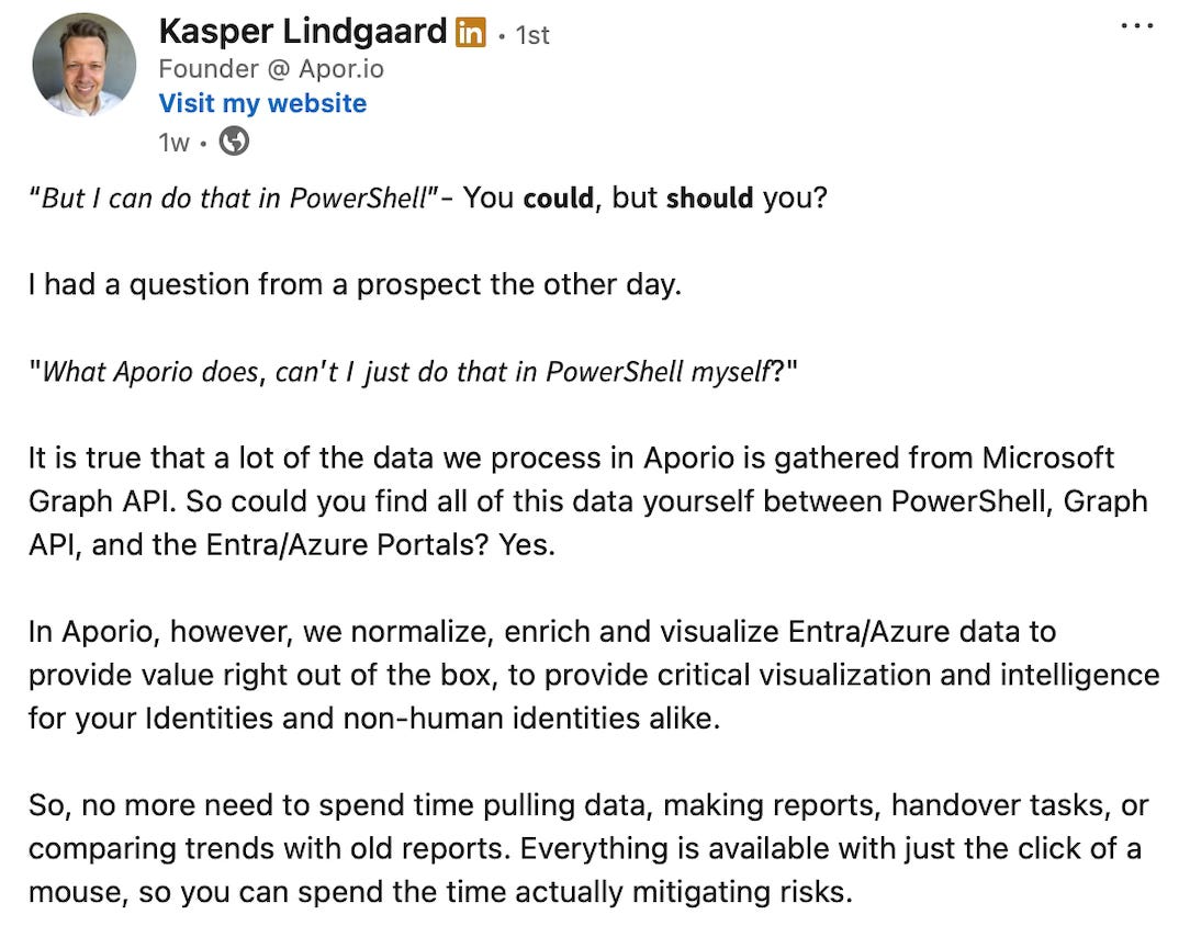 Kasper's post on Linkedin