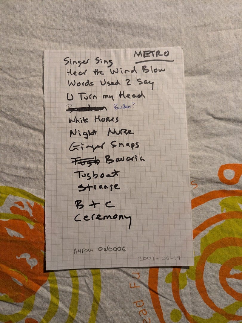Dean & Britta set-list - London 2007
