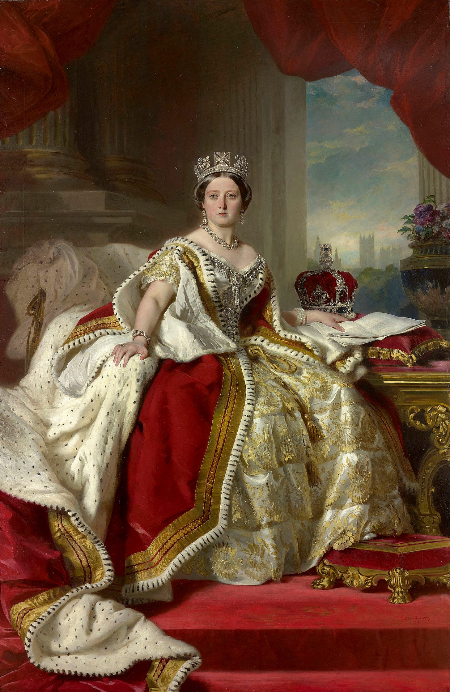 Queen Victoria of United Kingdom of Great Britain and Ireland, taken from https://en.wikipedia.org/wiki/Victorian_era#/media/File:Queen_Victoria_-_Winterhalter_1859.jpg