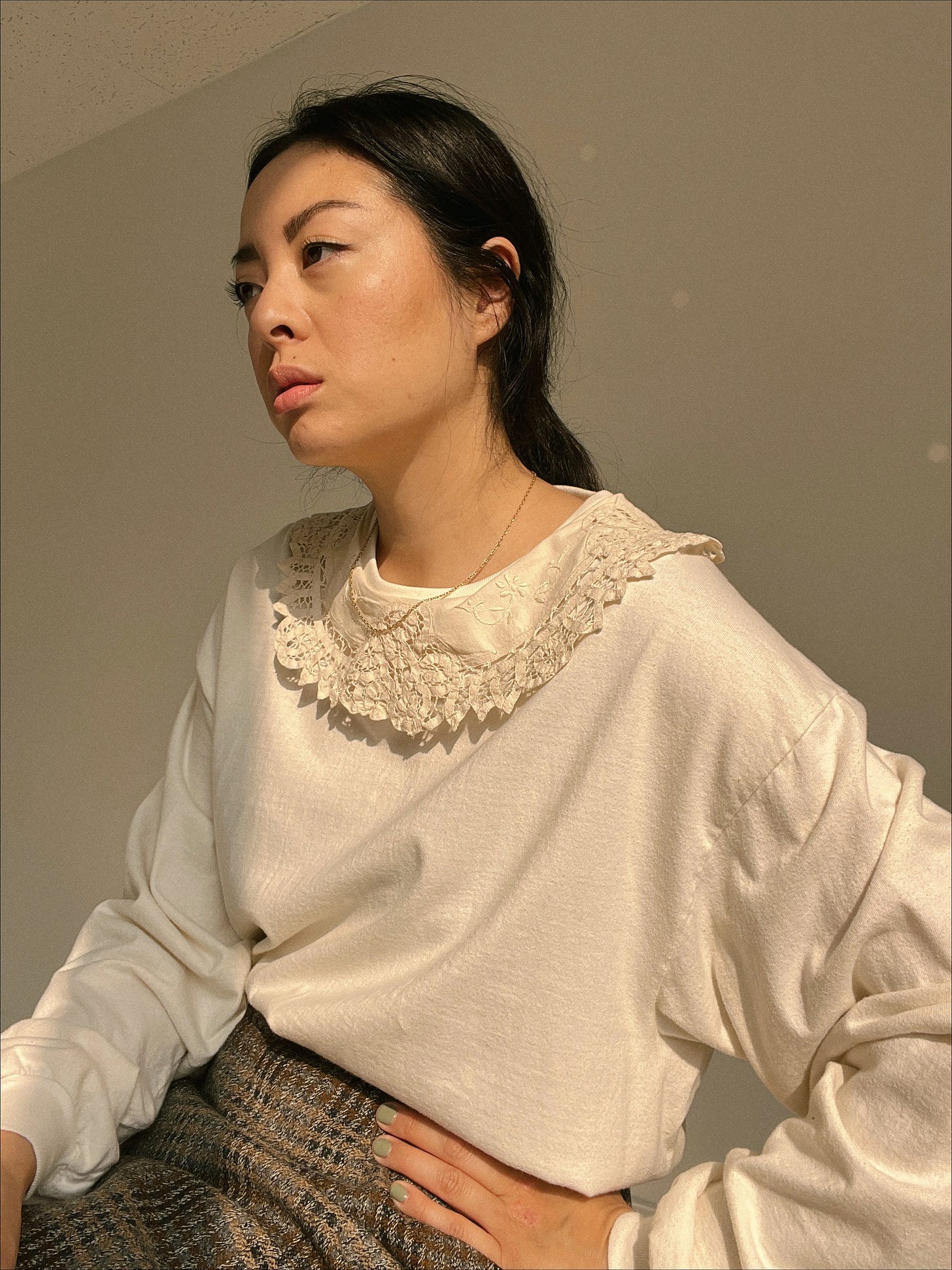 Vintage Bertha Lace Collar Shirt