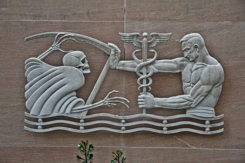Medicine Holding Back Death, sculpture by Julian Hoke Harris. Photographer unknown.