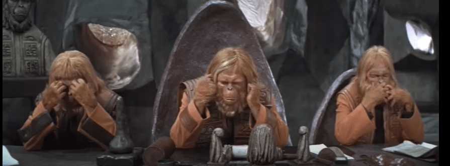 See no evil, hear no evil, speak no evil. Planet Of The Apes 1968. :  r/eastereggs
