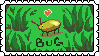 A series of animated stamps, first one is of a poorly drawn bug. The second is a face with bloodshot eyes and the words "eye strain". The third is a banana slug with the words "banana for scale"