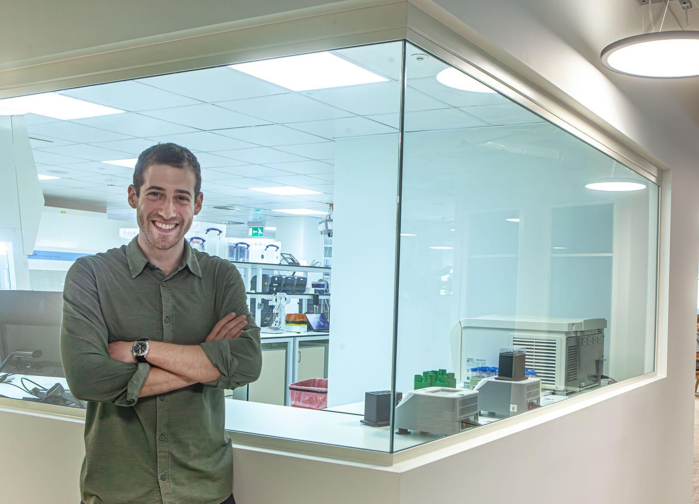 Ed Steele in front of the lab area of the new Hoxton Farm's plant.