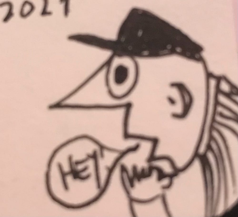 Cartoon guy yelling "Hey!"