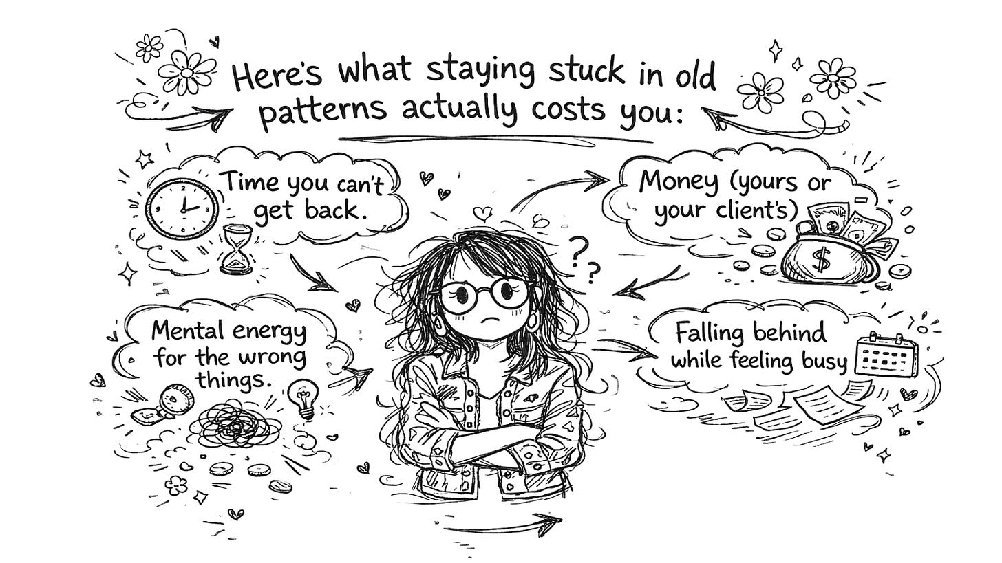 infographic doodle for stuck in old patterns