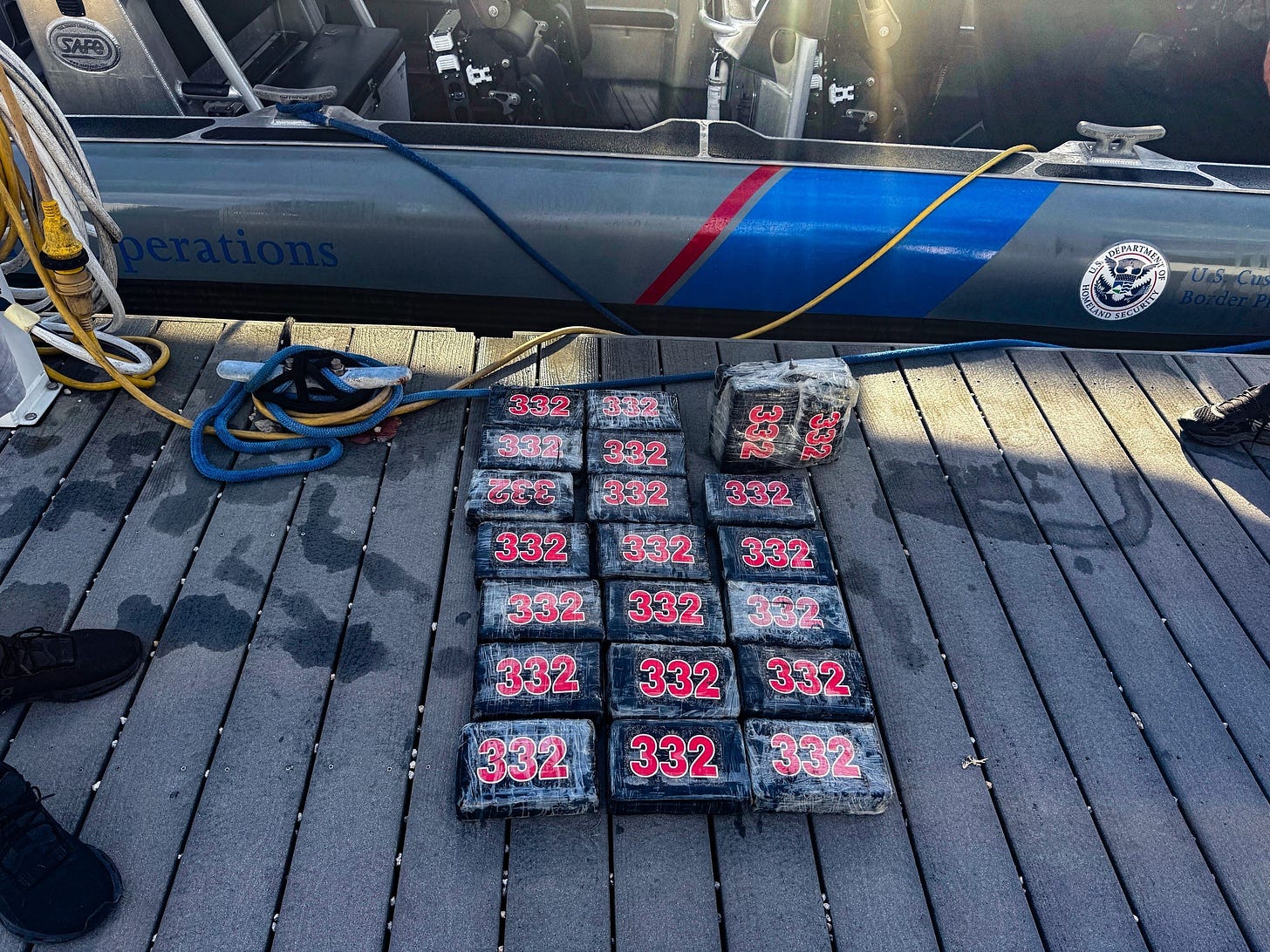 50 pounds of cocaine were recovered by CBP Agents after cartel smugglers ditched them at sea off the coast of Florida.
