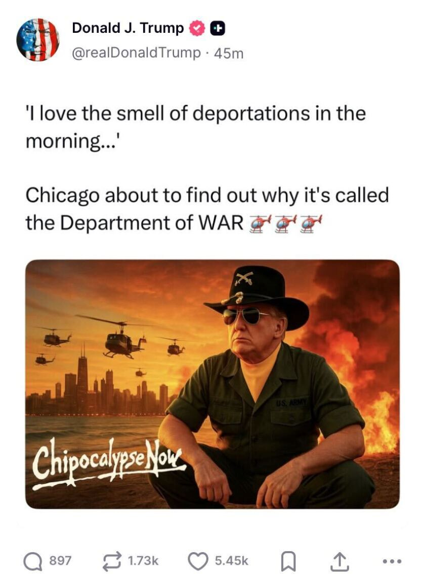 Trump warns of 'Chipocalypse' as peaceful crowd protests planned federal  deployment - WBEZ Chicago