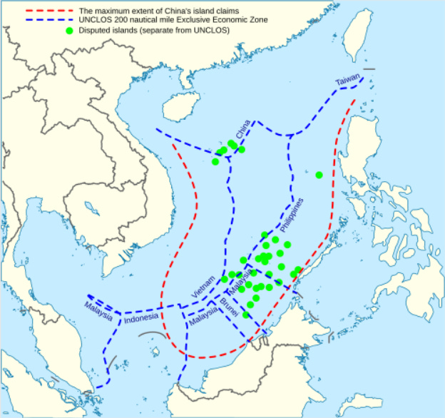 A map of the South China Sea, which remains the subject of overlapping territorial claims between China and several ASEAN member states